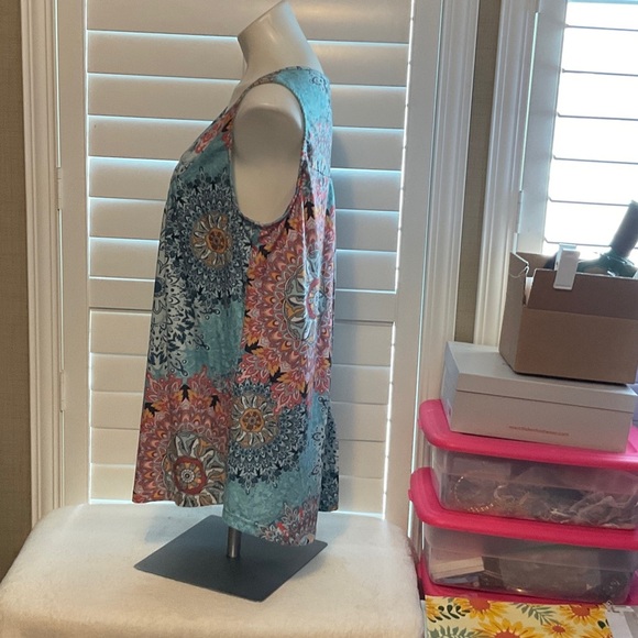 Floral Button-Front Tunic - Blue and Orange - Picture 5 of 8